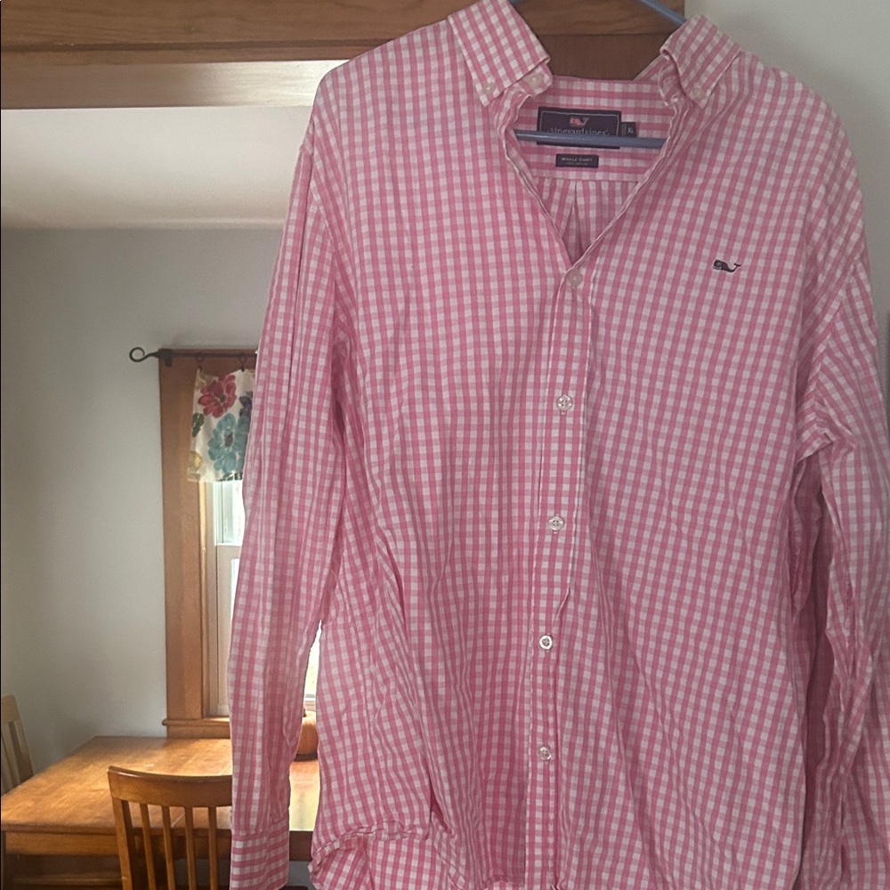 Vineyard Vines Pink Checkered Button Down Shirt